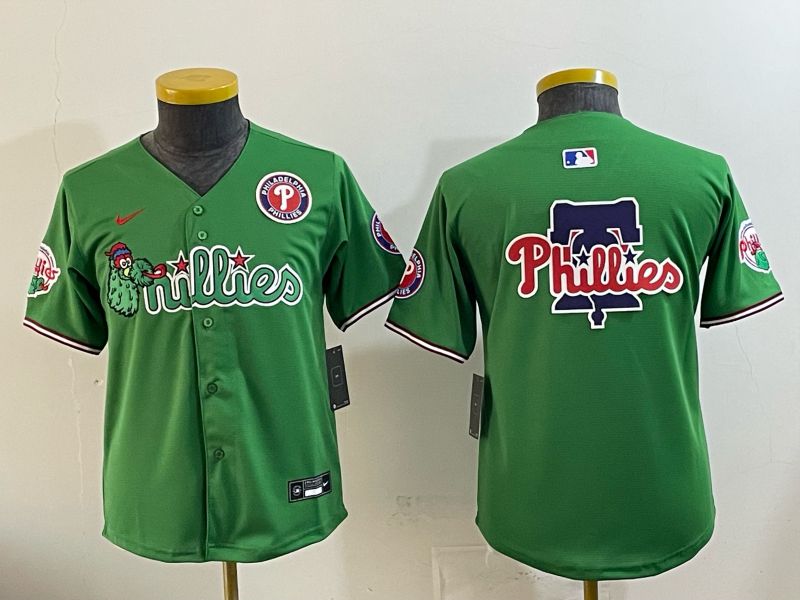 Youth 2026 Philadelphia Phillies Blank Green Game Nike MLB Jersey style 05->youth mlb jersey->Youth Jersey